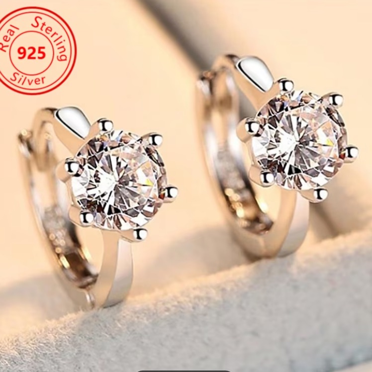 Sterling Silver & Moissanite Huggie Earrings